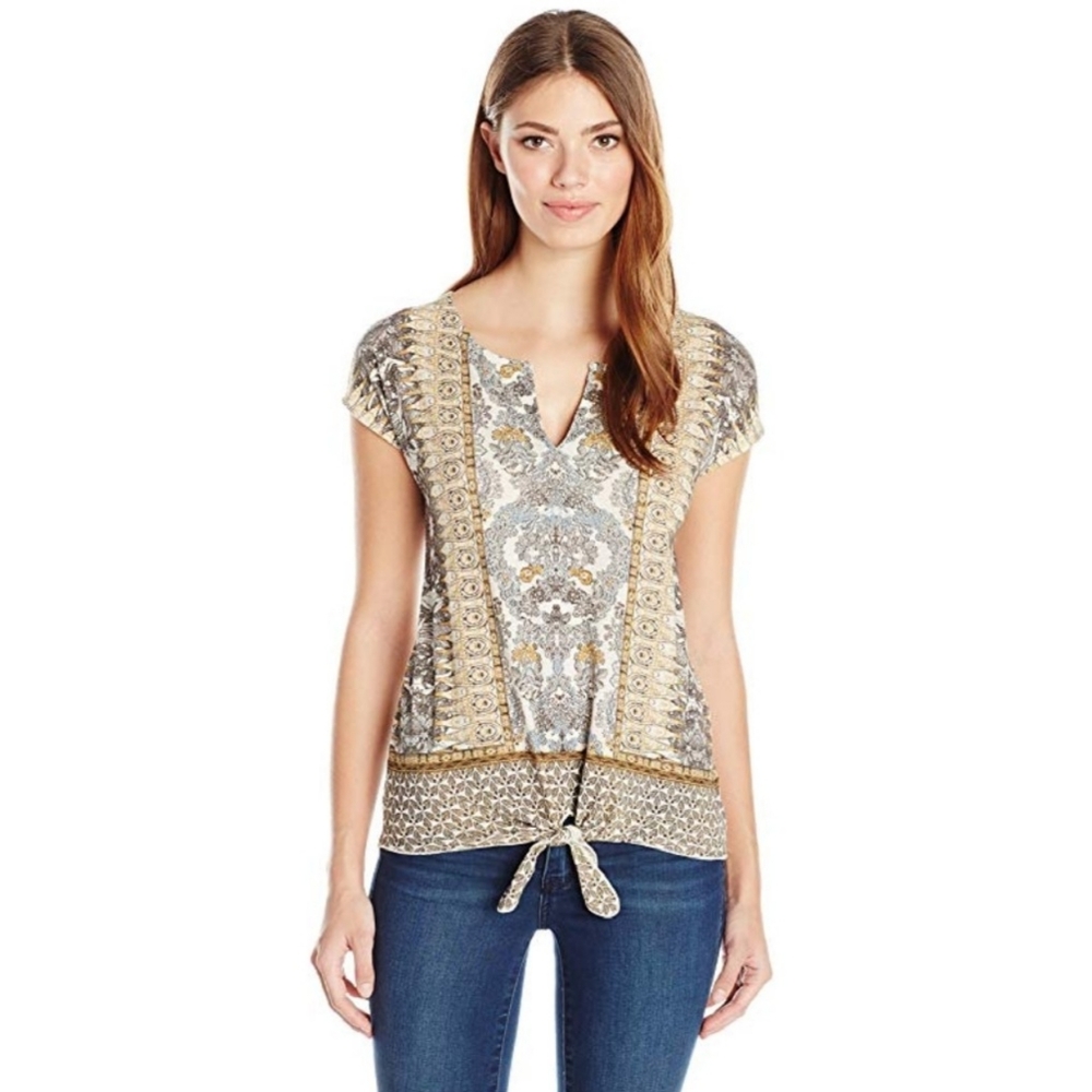 Lucky Brand Floral Tie Front Tee